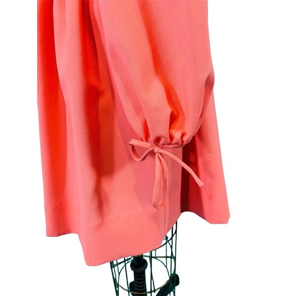 Vintage 1960s Peach Mini Dress Keyhole Shirred Waist | W 30-34" - Picture 7 of 10